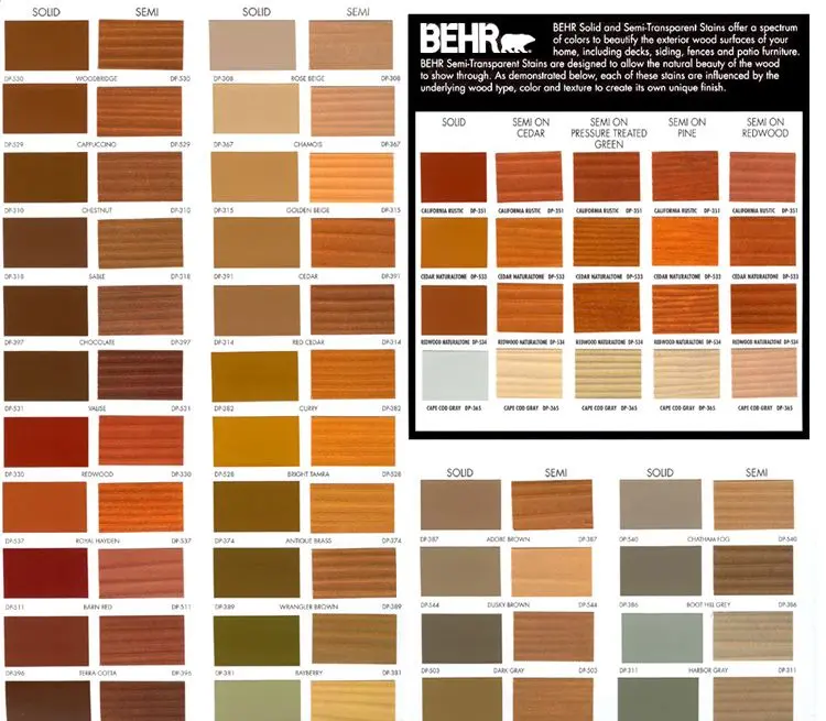 Behr Deck Stain Colors Chart